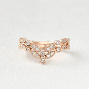 0.40CTW Round Brilliant Curved Vintage Style Set of 2 Wedding Band Mapple Gems